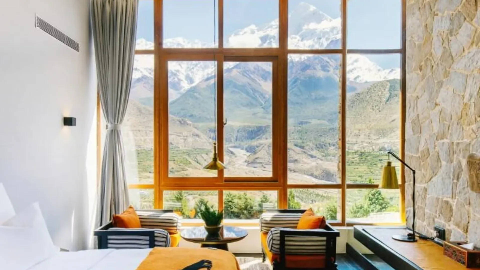 Shinta Mani Mustang luxury lodge with mountain views in the Mustang region of Nepal